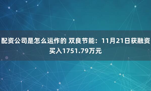 配资公司是怎么运作的 双良节能：11月21日获融资买入1751.79万元