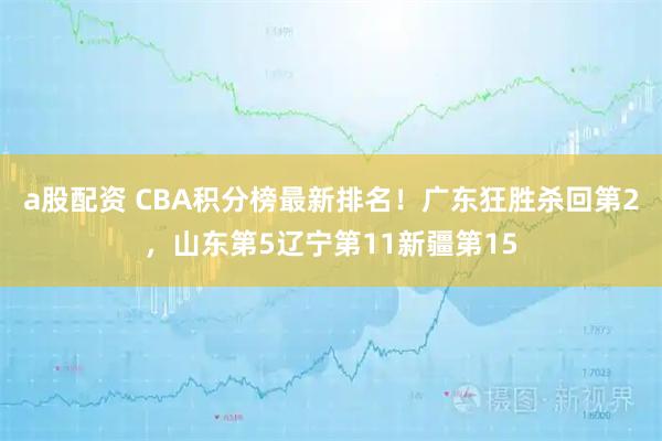 a股配资 CBA积分榜最新排名！广东狂胜杀回第2，山东第5辽宁第11新疆第15